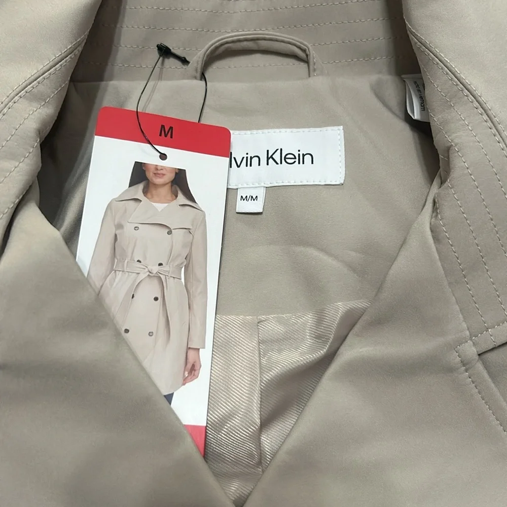 NWT Calvin Klein Women’s Trench Coat color oyster size M, L - Picture 4 of 10